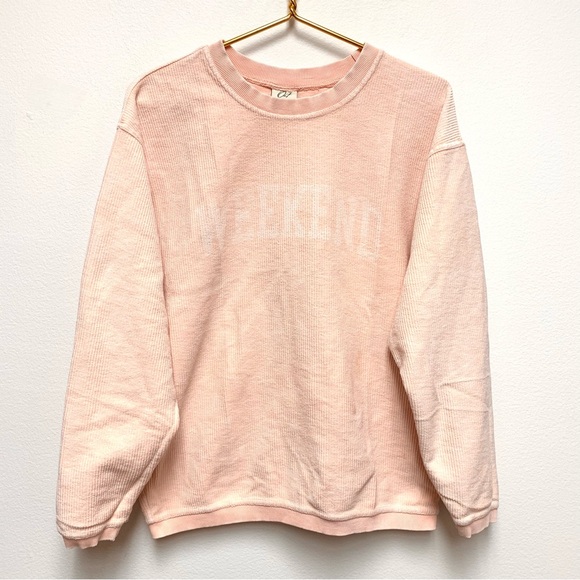 Oat Collective Tops - Oat Collective WEEKEND Corded Ribbed Sweatshirt Size Small Urban Pink